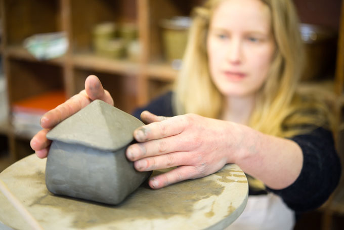 Fleen Doran, working at the school where she takes a weekend class, 2016